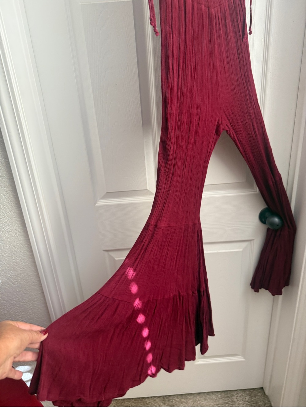 Soria Strapless Smocked Wide-Leg Jumpsuit - Burgundy